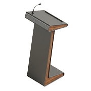 Black public-speaking lectern with microphone