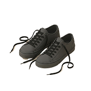 Black sneakers with untied laces